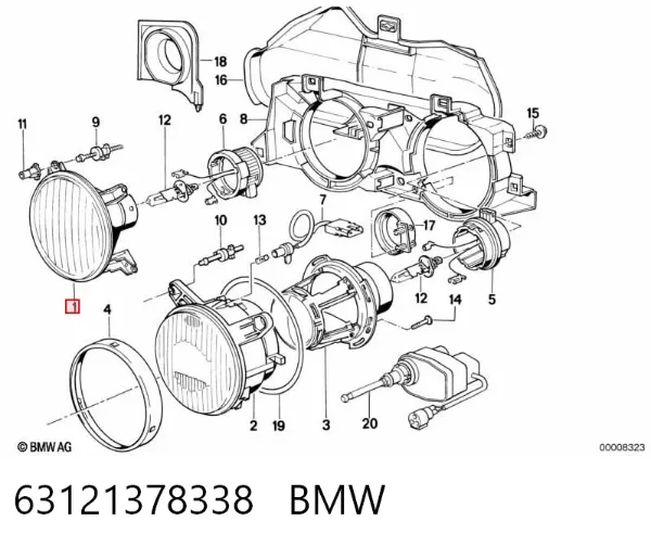 Фара правая внутренняя 63121378338 BMW