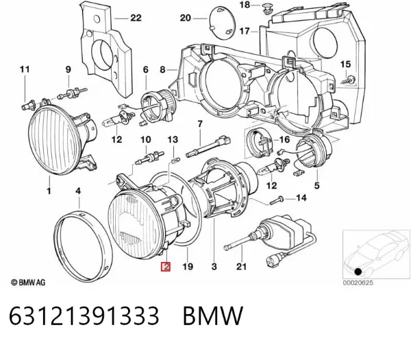 Левая фара 63121391333 BMW