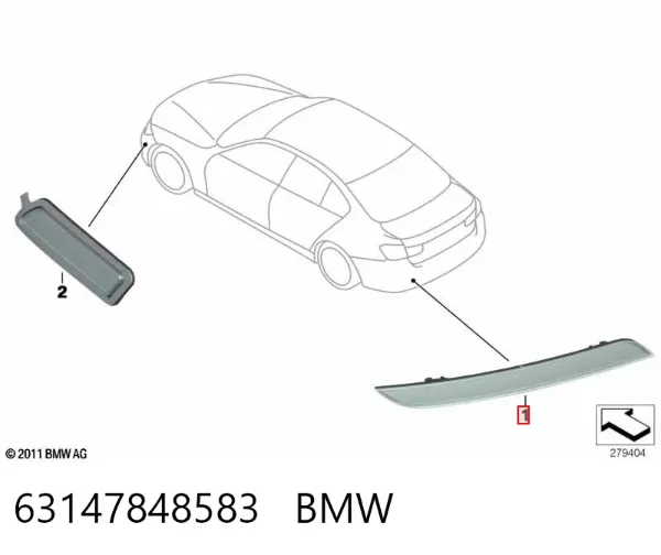 Левый отражатель заднего бампера 63147848583 BMW