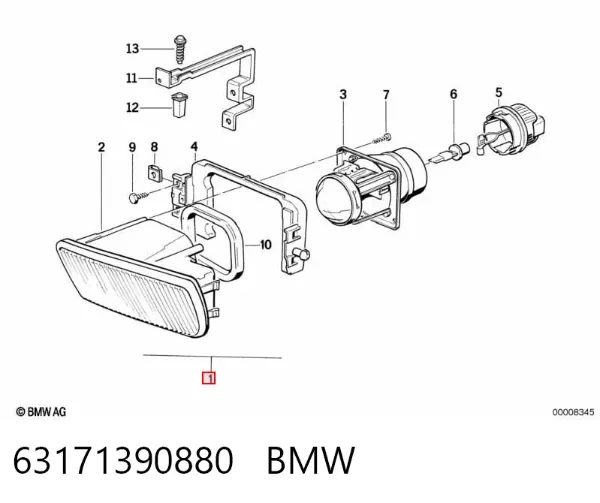 Фара противотуманная правая 63171390880 BMW
