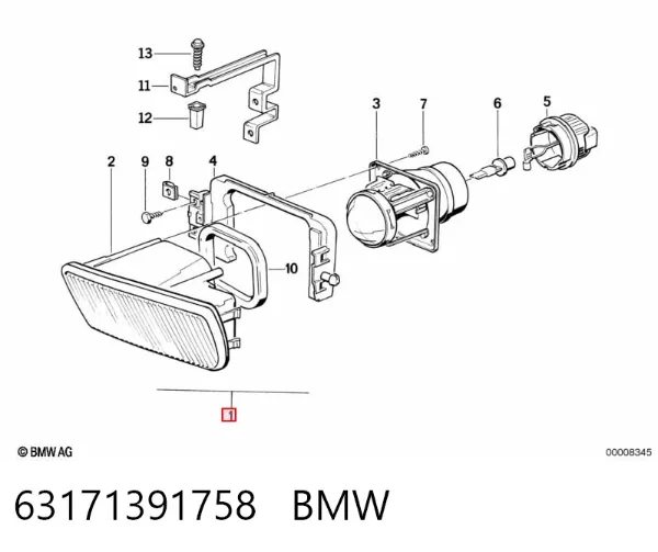 Фара противотуманная правая 63171391758 BMW