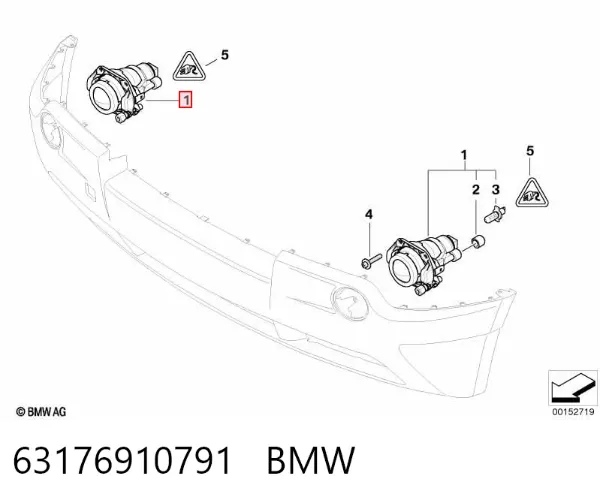 Фара противотуманная левая 63176910791 BMW