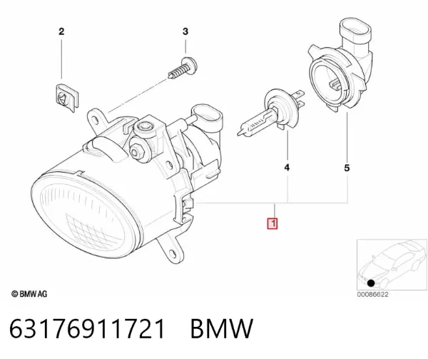 Фара противотуманная левая 63176911721 BMW