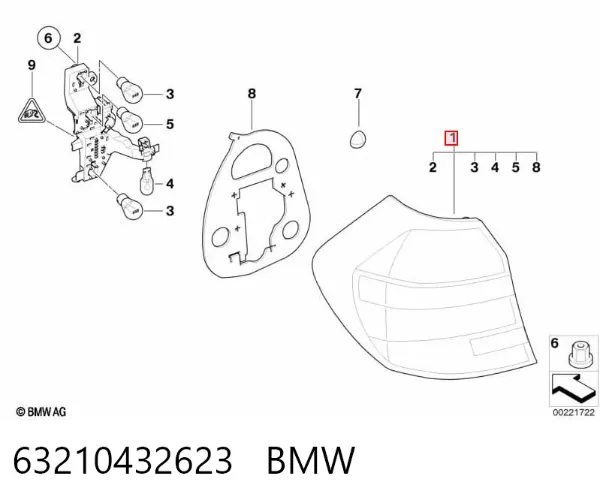 Фонарь задний левый внешний 63210432623 BMW