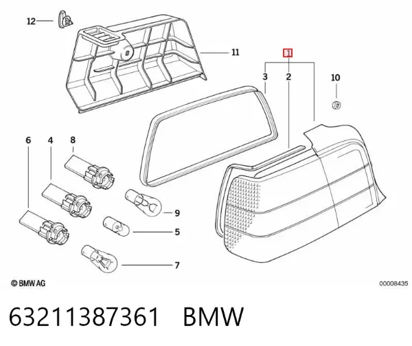 Фонарь задний левый 63211387361 BMW