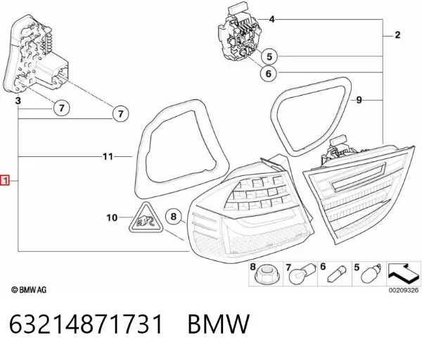 Фонарь задний левый внешний 63214871731 BMW