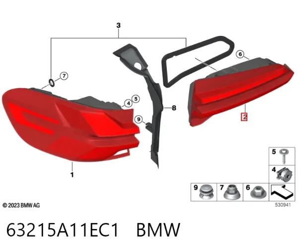 Фонарь задний левый внутренний 63215A11EC1 BMW