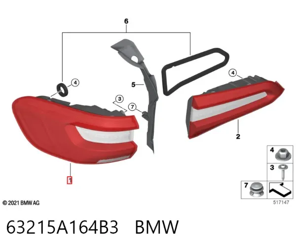 Фонарь задний левый внешний 63215A164B3 BMW