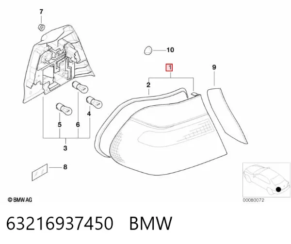 Фонарь задний правый внешний 63216937450 BMW