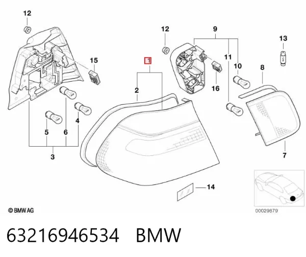 Фонарь задний правый внешний 63216946534 BMW