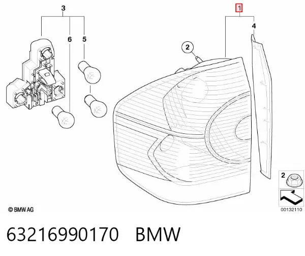 Фонарь задний правый внешний 63216990170 BMW