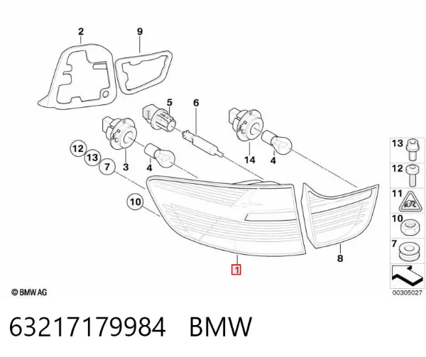 Фонарь задний правый внешний 63217179984 BMW