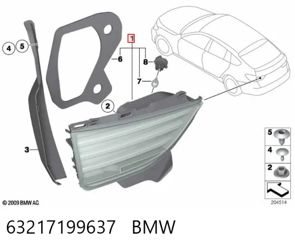 Фонарь задний левый внутренний 63217199637 BMW