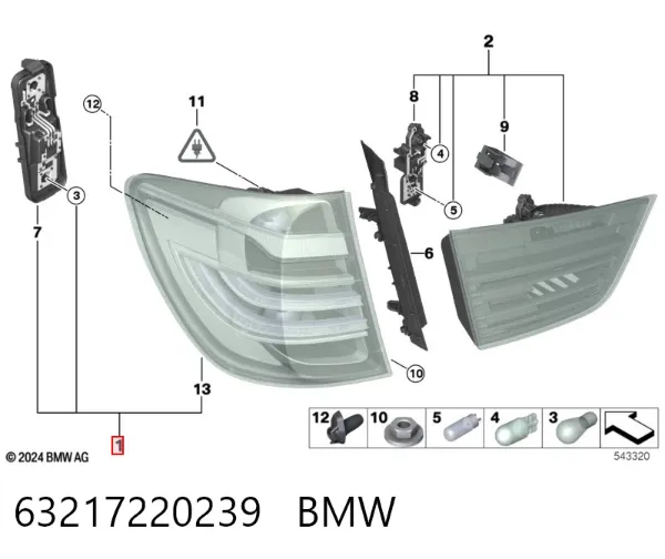 Фонарь задний левый 63217220239 BMW