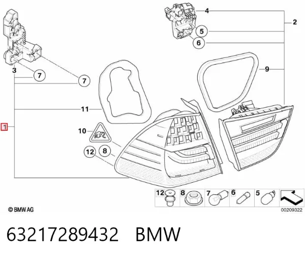 Фонарь задний правый внешний 63217289432 BMW