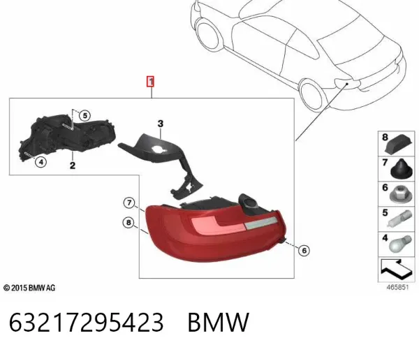 Фонарь задний левый 63217295423 BMW