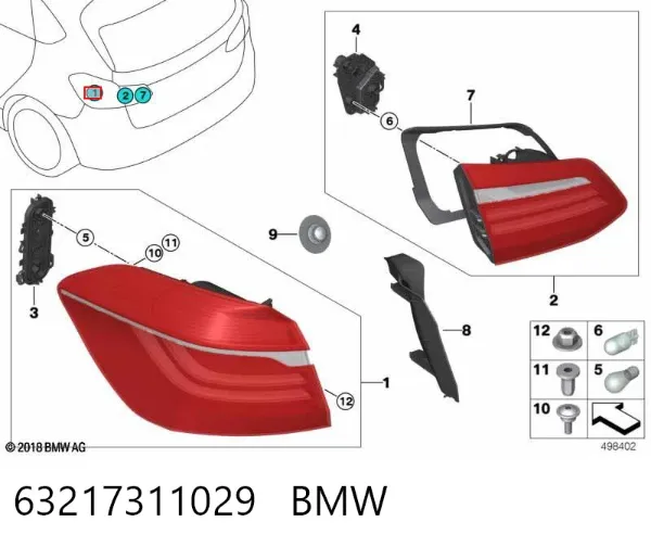 Фонарь задний левый 63217311029 BMW