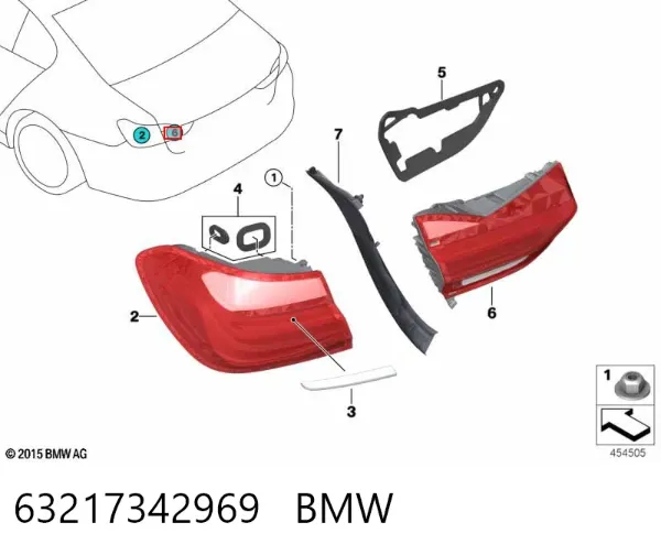 Фонарь задний левый внутренний 63217342969 BMW