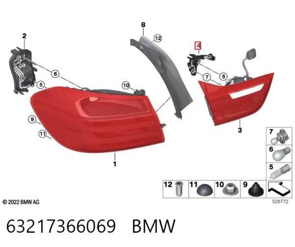 Плата заднего фонаря контактная 63217366069 BMW