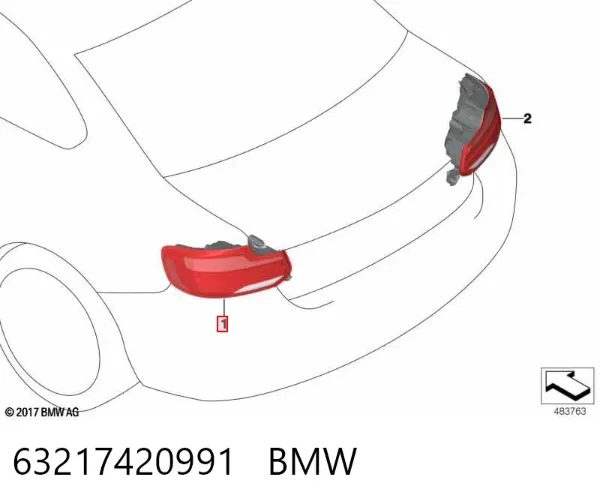 Фонарь задний левый 63217420991 BMW