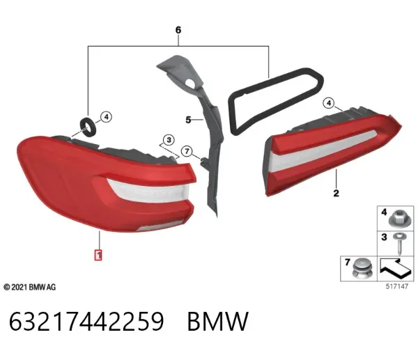Фонарь задний левый внешний 63217442259 BMW