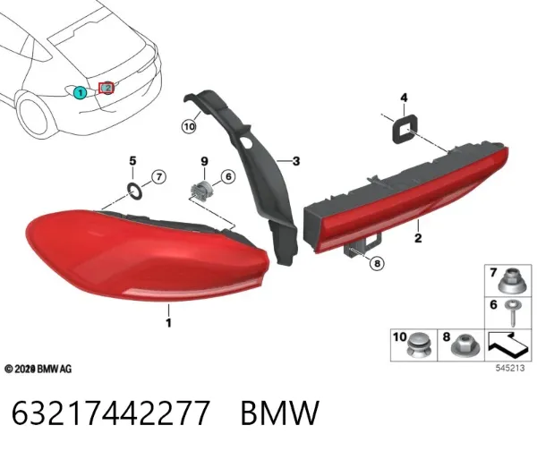 Фонарь задний левый внутренний 63217442277 BMW