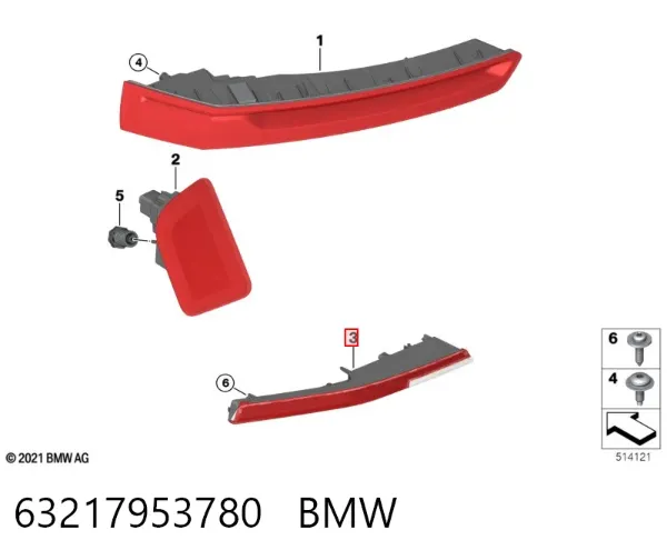 Фонарь заднего бампера правый 63217953780 BMW
