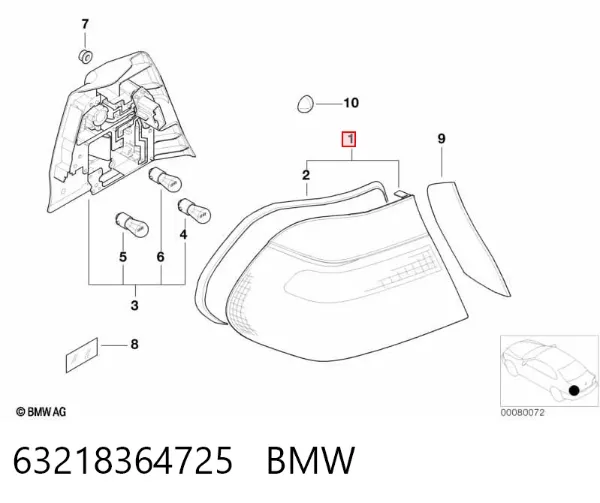 Фонарь задний левый внешний 63218364725 BMW