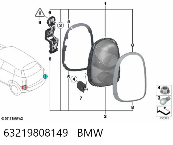 Фонарь задний левый 63219808149 BMW