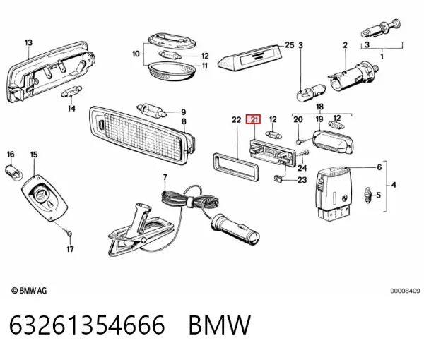Фонарь подсветки номерного знака 63261354666 BMW
