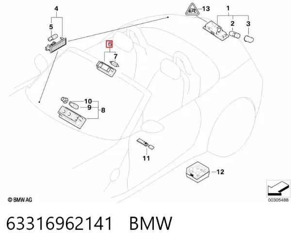 Плафон салона 63316962141 BMW