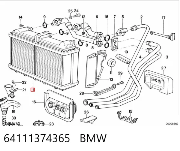 Радиатор печки 64111374365 BMW