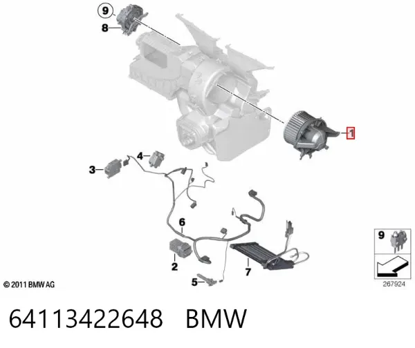 Вентилятор печки 64113422648 BMW
