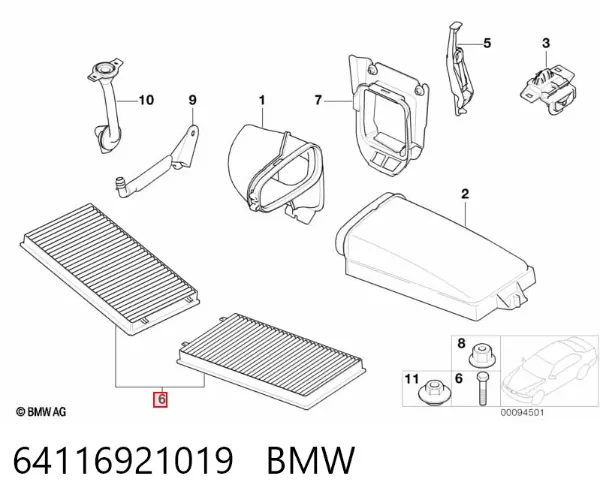 Фильтр салона 64116921019 BMW