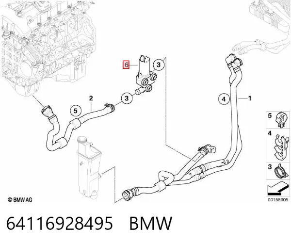 Кран печки 64116928495 BMW