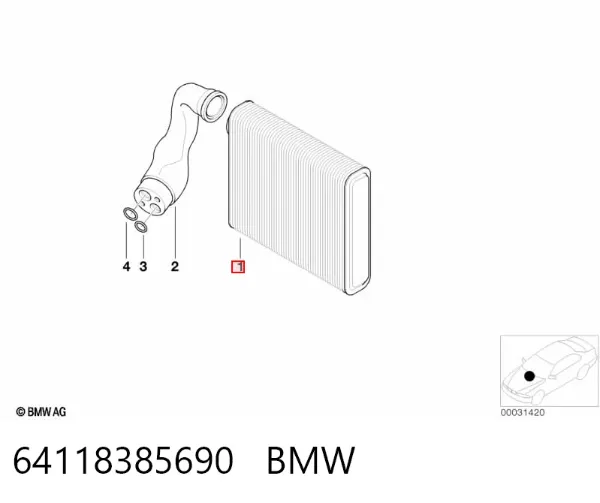 Испаритель кондиционера 64118385690 BMW