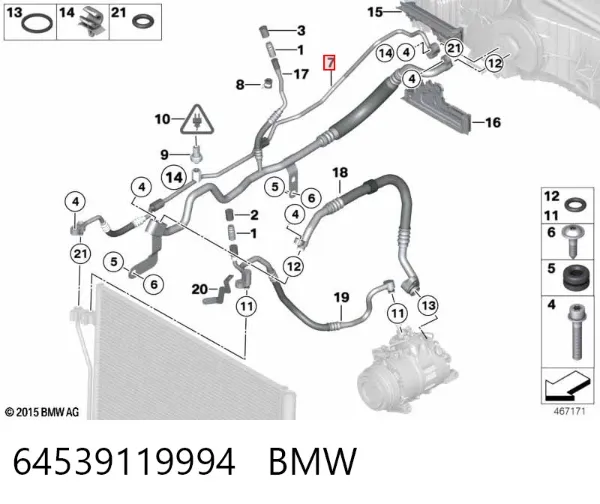 Шланг кондиционера, от радиатора к испарителю 64539119994 BMW