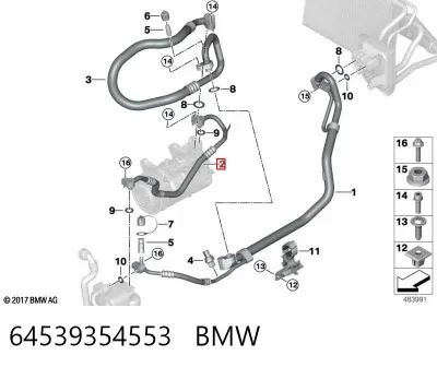 Шланг кондиционера, от компрессора к радиатору BMW 64539354553