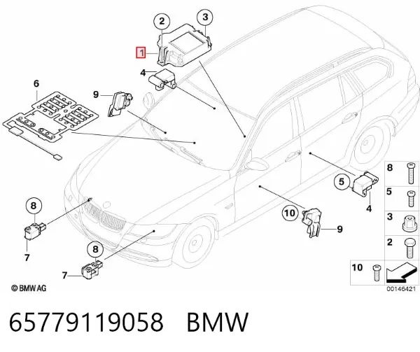 Модуль-процессор управления подушкой безопасности (ЭБУ AIRBAG) 65779119058 BMW