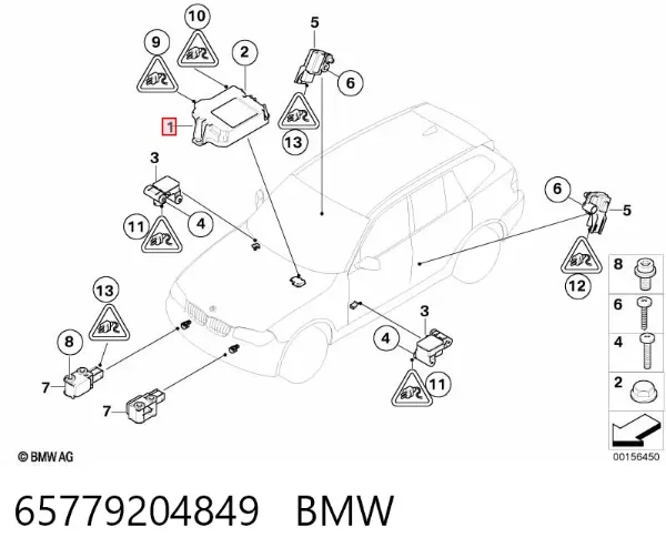 Модуль-процессор управления подушкой безопасности (ЭБУ AIRBAG) 65779204849 BMW