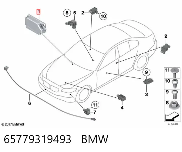 Модуль-процессор управления подушкой безопасности (ЭБУ AIRBAG) 65779319493 BMW