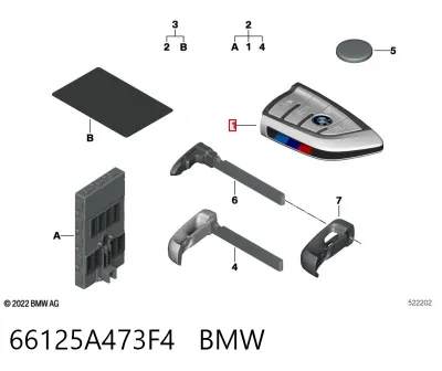 Ключ замка зажигания BMW 66125A473F4