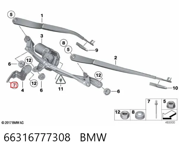 Пистон крепления подкрылок 66316777308 BMW