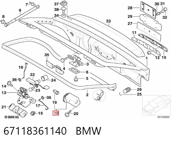 Актуатор замка багажника 67118361140 BMW