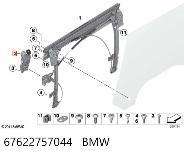 Мотор стеклоподъемника двери передней правой 67622757044 BMW