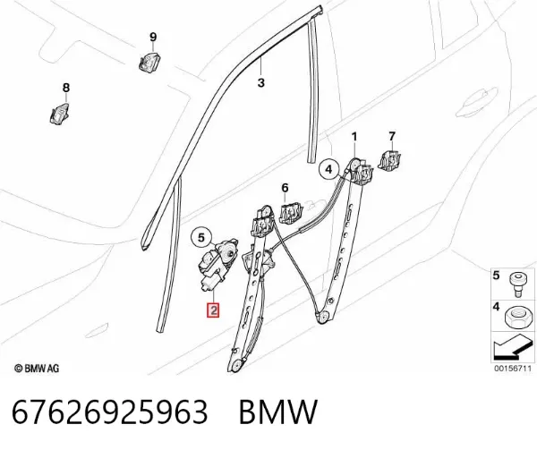 Мотор стеклоподъемника двери передней левой 67626925963 BMW