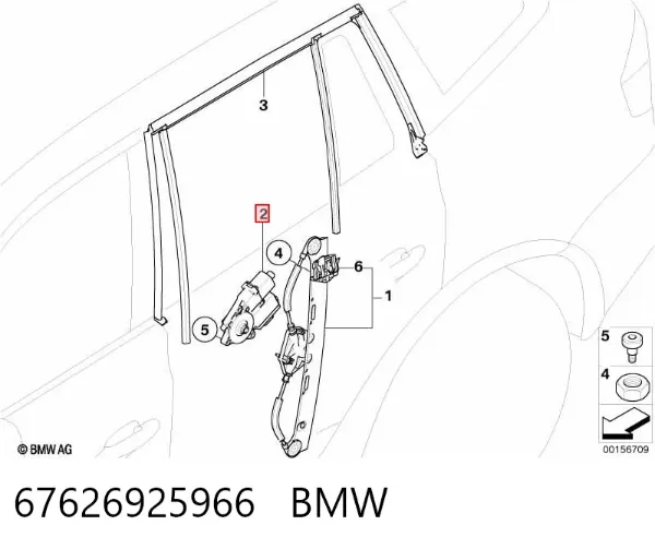 Мотор стеклоподъемника двери задней правой 67626925966 BMW