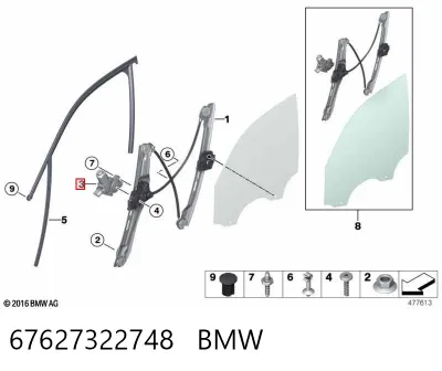 Мотор стеклоподъемника двери передней правой BMW 67627322748