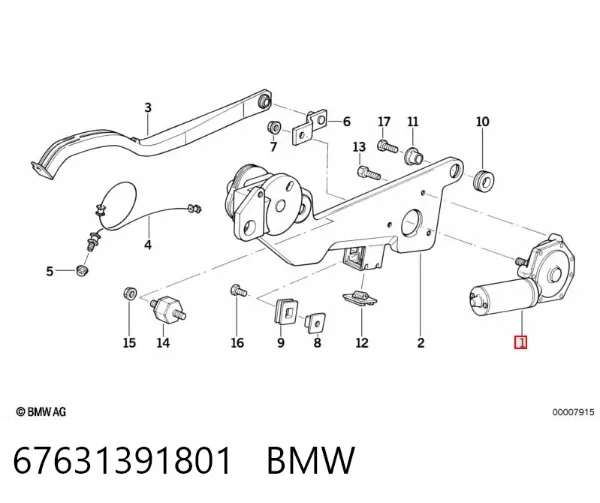 Моторчик заднего дворника 67631391801 BMW