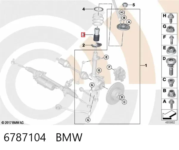 Буфер (отбойник) амортизатора переднего + пыльник 6787104 BMW